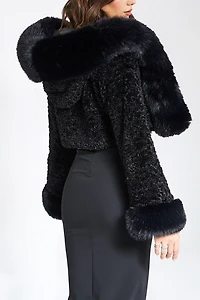 Miss Circle Kali Cropped Faux Fur Hooded Jacket