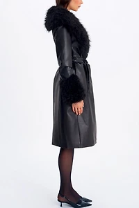Miss Circle Zariah Faux Fur Trimmed Leather Coat