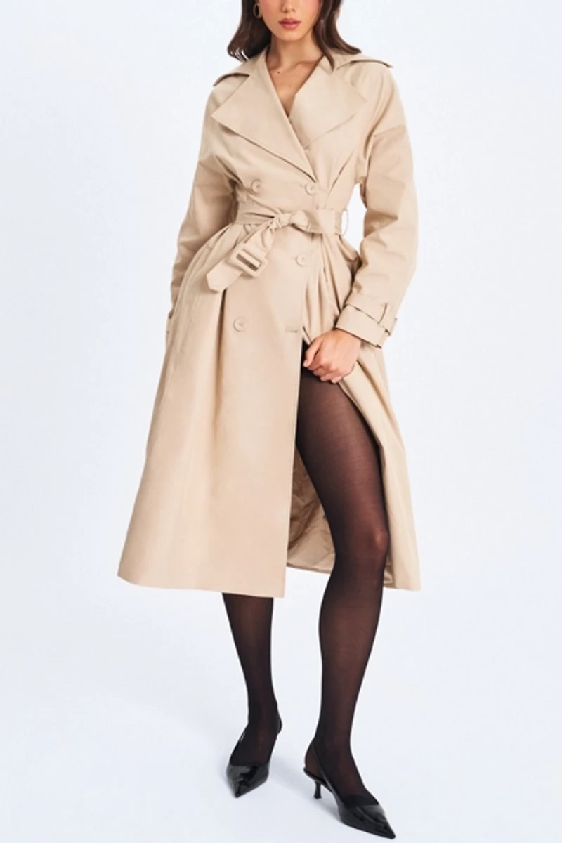 Miss Circle Ulila Double-Breasted Pleated Trench Coat