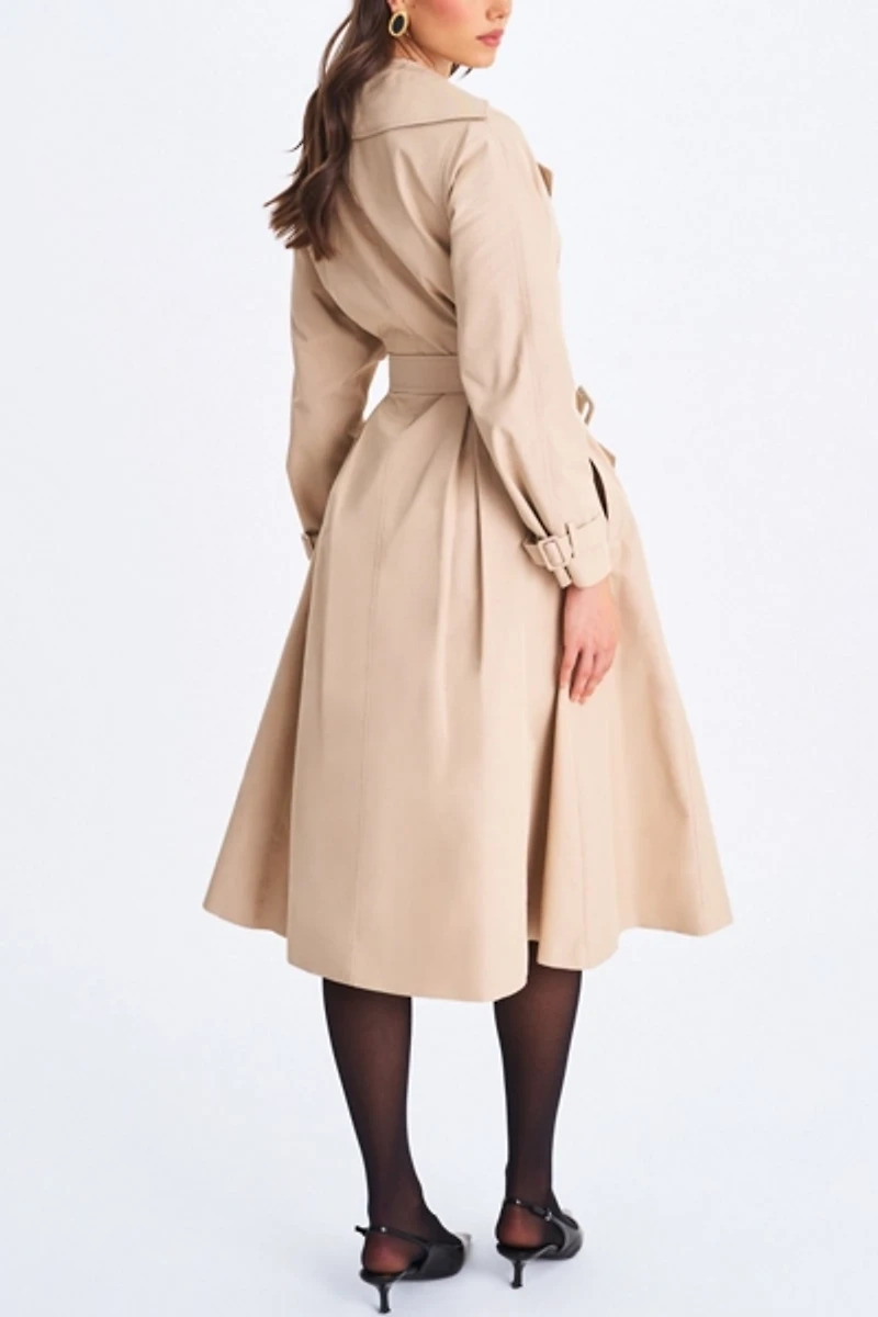 Miss Circle Ulila Double-Breasted Pleated Trench Coat