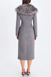 Miss Circle Faye Wool Blend Faux Fur Collared Coat