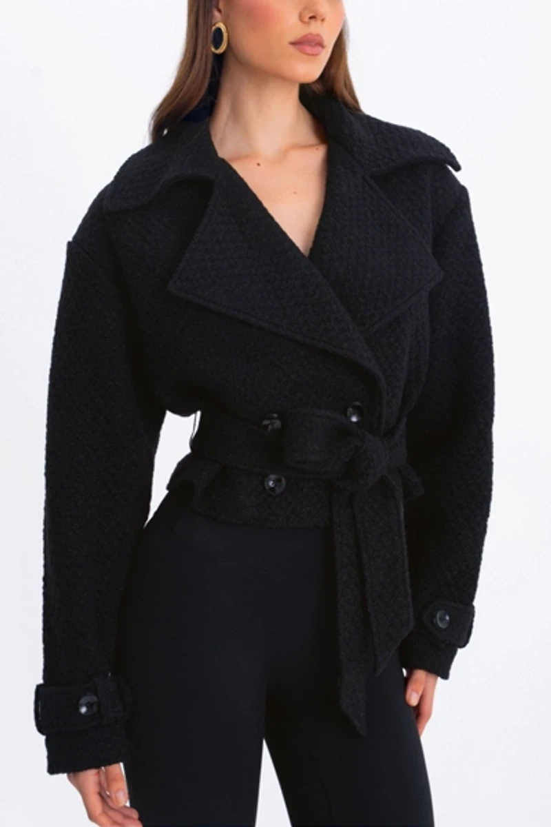 Miss Circle Dara Wool Blend Cropped Trench Coat