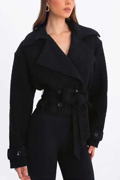 Miss Circle Dara Wool Blend Cropped Trench Coat