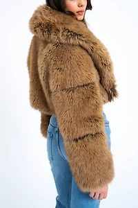 Miss Circle Yadavi Vegan Fur Cropped Jacket