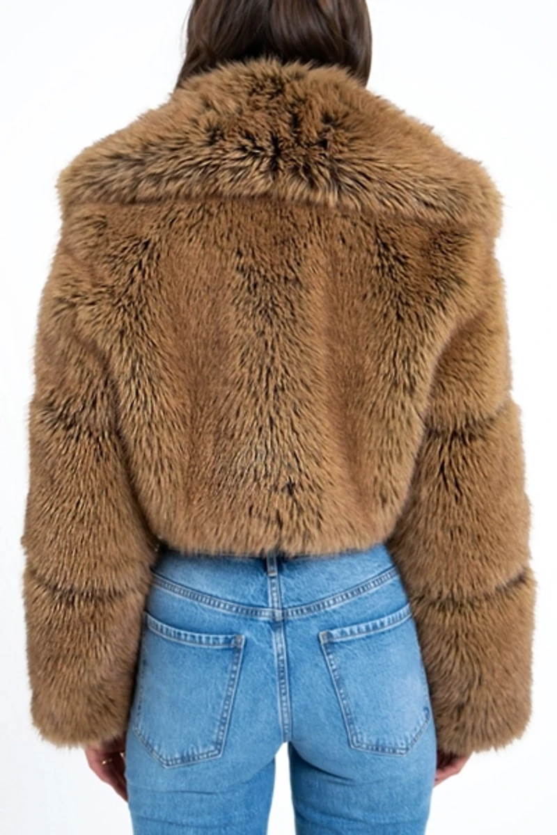 Miss Circle Yadavi Vegan Fur Cropped Jacket