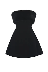 Miss Circle Evelyn Fur Trim Mini Dress