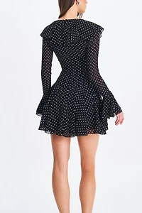 Miss Circle Omari Chiffon Polka Dot Ruffled Mini Dress
