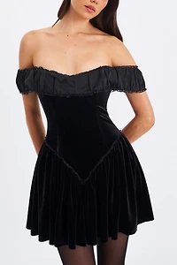 Miss Circle Daisha Velvet Off-The-Shoulder Mini Dress