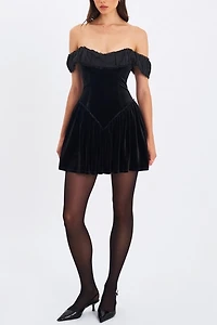 Miss Circle Daisha Velvet Off-The-Shoulder Mini Dress