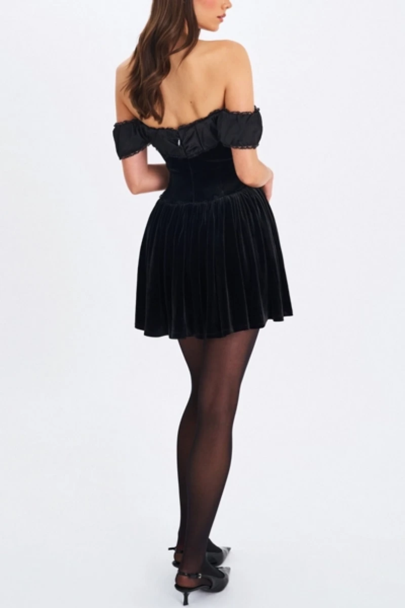 Miss Circle Daisha Velvet Off-The-Shoulder Mini Dress