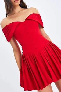 Miss Circle Narelle Off-The-Shoulder Drop Waist Mini Dress