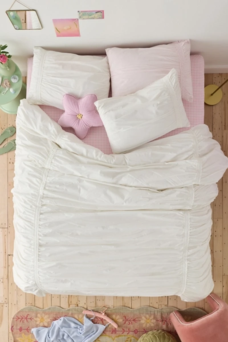 Willow Eyelet Cinched Cotton Percale Duvet Cover