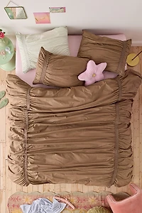 Willow Eyelet Ruched Cotton Percale Duvet Cover