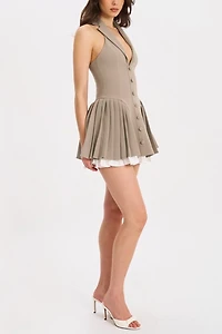 Miss Circle Hazel Halter Pleated Mini Dress