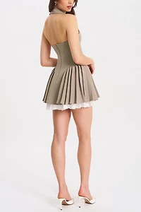 Miss Circle Hazel Halter Pleated Mini Dress