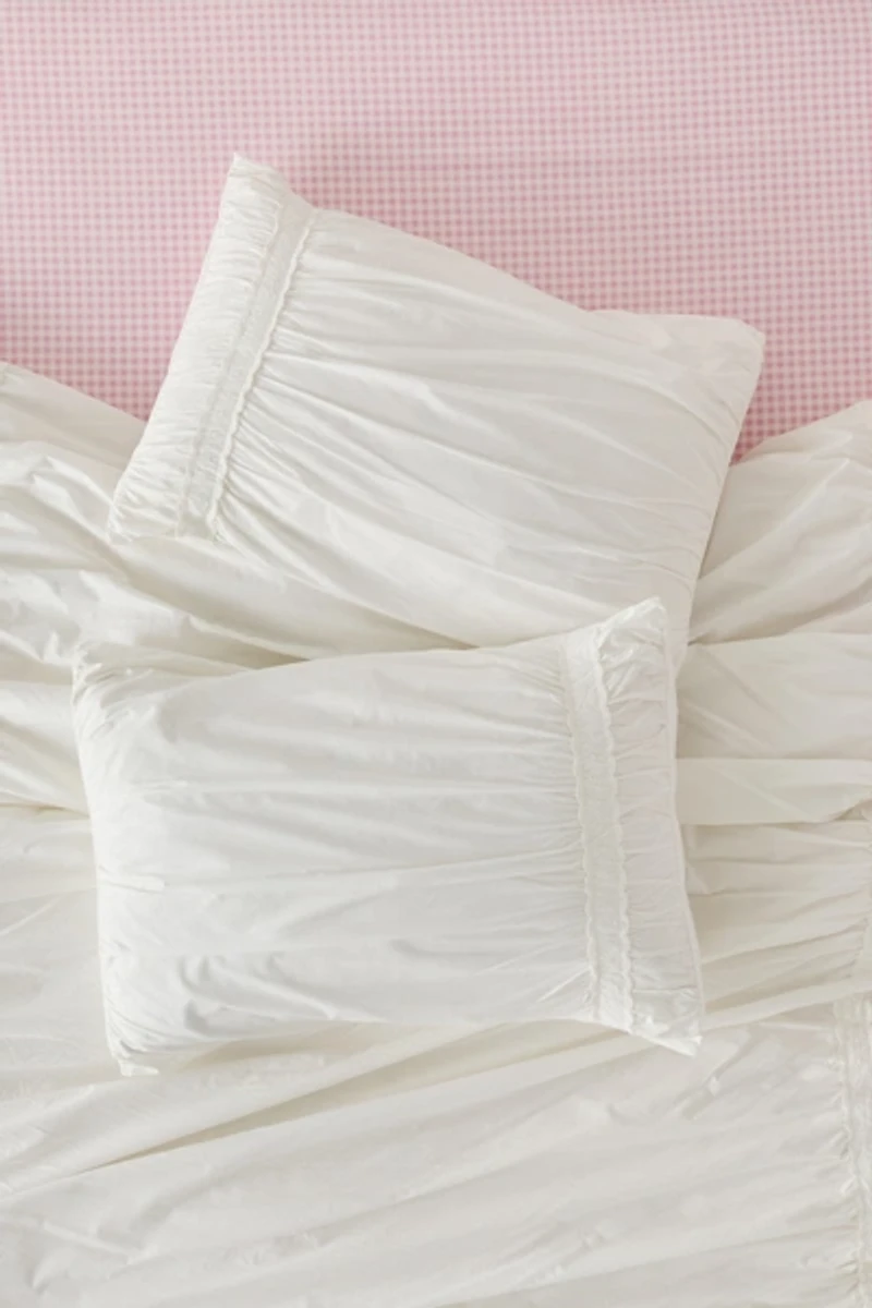 Willow Eyelet Cinched Cotton Percale Sham Set