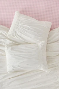 Willow Eyelet Cinched Cotton Percale Sham Set