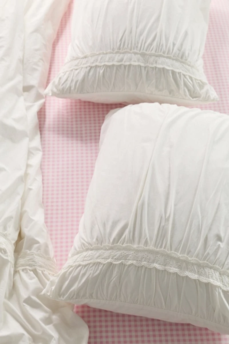 Willow Eyelet Cinched Cotton Percale Sham Set