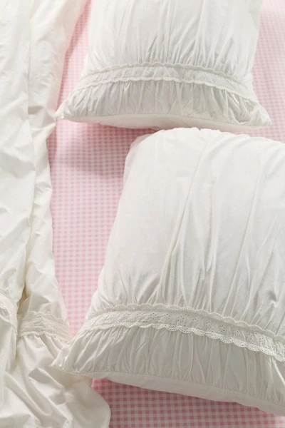 Willow Eyelet Cinched Cotton Percale Sham Set