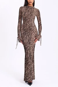 Miss Circle Waylynn Animal Print Burnout Velvet Maxi Dress