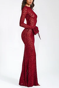 Miss Circle Waylynn Animal Print Burnout Velvet Maxi Dress