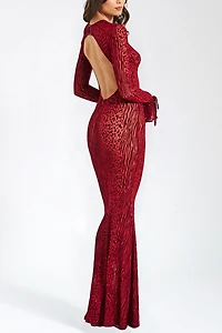 Miss Circle Waylynn Animal Print Burnout Velvet Maxi Dress