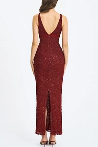 Miss Circle Elora Sequin Beaded Keyhole Maxi Dress
