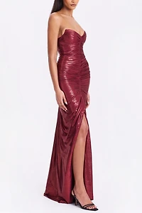 Miss Circle Sable Sweetheart Glitter Mermaid Maxi Dress