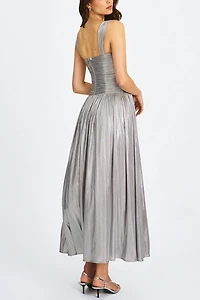 Miss Circle Palmer Glitter Drop Waist High Slit Maxi Dress