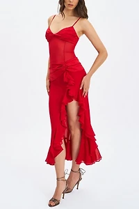 Miss Circle Dahlina Ruched Waist High Slit Maxi Dress