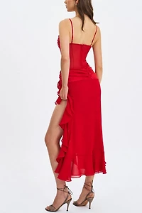 Miss Circle Dahlina Ruched Waist High Slit Maxi Dress