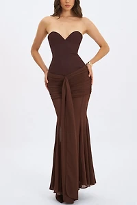 Miss Circle Giovana Sweetheart Draped Mesh Mermaid Maxi Dress