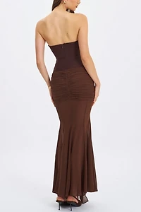 Miss Circle Giovana Sweetheart Draped Mesh Mermaid Maxi Dress