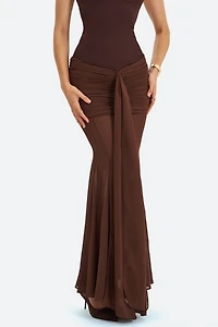 Miss Circle Giovana Sweetheart Draped Mesh Mermaid Maxi Dress