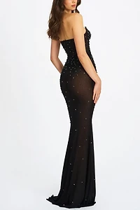 Miss Circle Fatima Crystal Corset Mesh Mermaid Maxi Dress