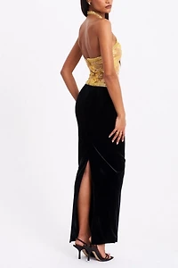 Miss Circle Gazelle Embroidered Vintage Style Maxi Dress