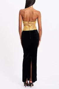 Miss Circle Gazelle Embroidered Vintage Style Maxi Dress