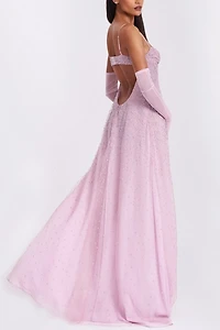 Miss Circle Wallie Strappy Rhinestone Embellished Maxi Dress
