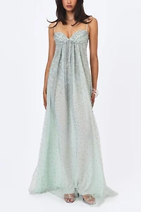 Miss Circle Wallie Strappy Rhinestone Embellished Maxi Dress