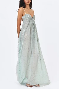 Miss Circle Wallie Strappy Rhinestone Embellished Maxi Dress