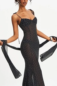 Miss Circle Yadira Mesh Chiffon Polka Dot Dress