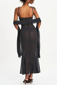 Miss Circle Yadira Mesh Chiffon Polka Dot Dress