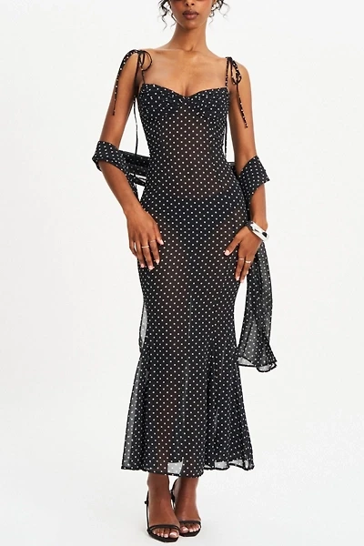 Miss Circle Yadira Mesh Chiffon Polka Dot Dress