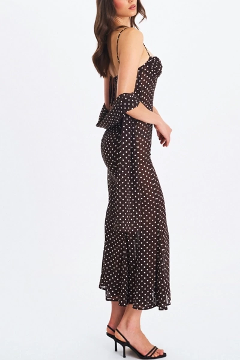 Miss Circle Yadira Mesh Chiffon Polka Dot Dress