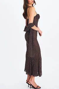 Miss Circle Yadira Mesh Chiffon Polka Dot Dress