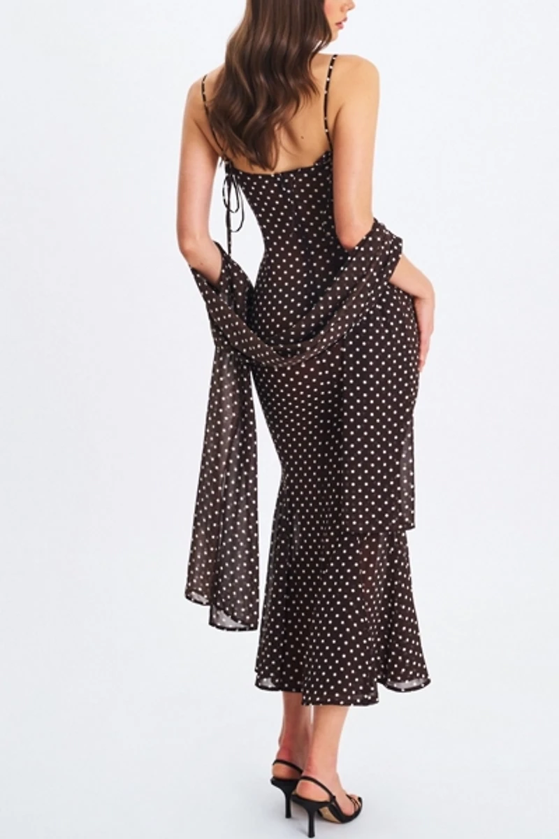 Miss Circle Yadira Mesh Chiffon Polka Dot Dress