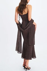 Miss Circle Yadira Mesh Chiffon Polka Dot Dress