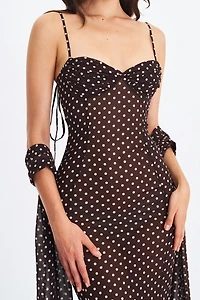 Miss Circle Yadira Mesh Chiffon Polka Dot Dress