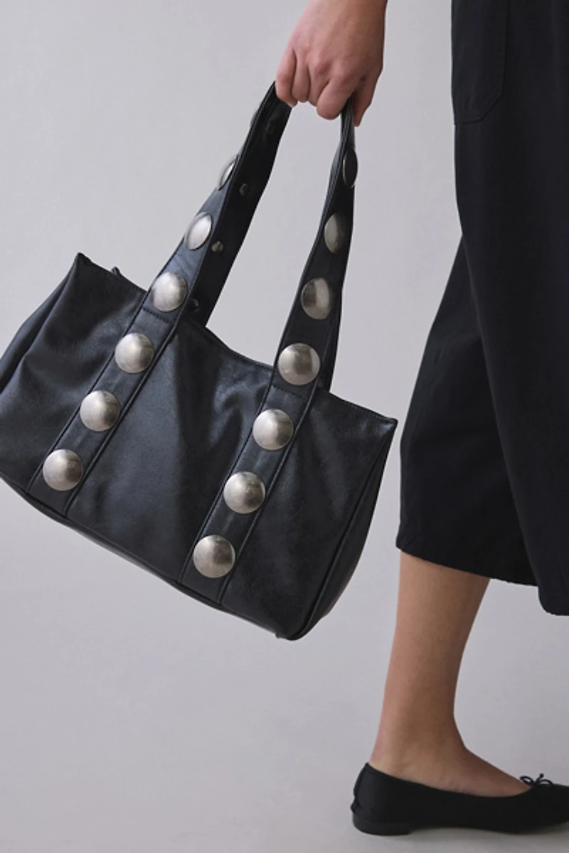 BDG Mara Studded Faux Leather Tote Bag