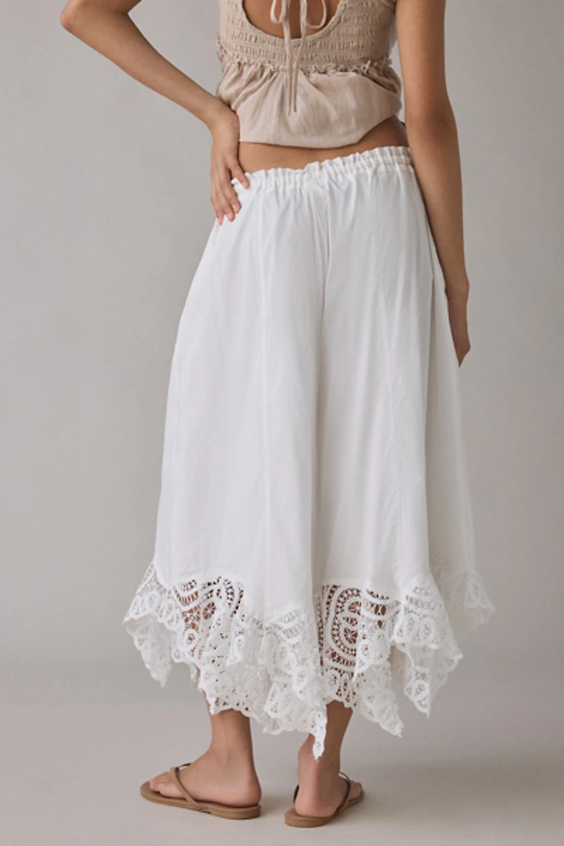 Kimchi Blue Pinky Promise Lace Trim Wide Leg Pant